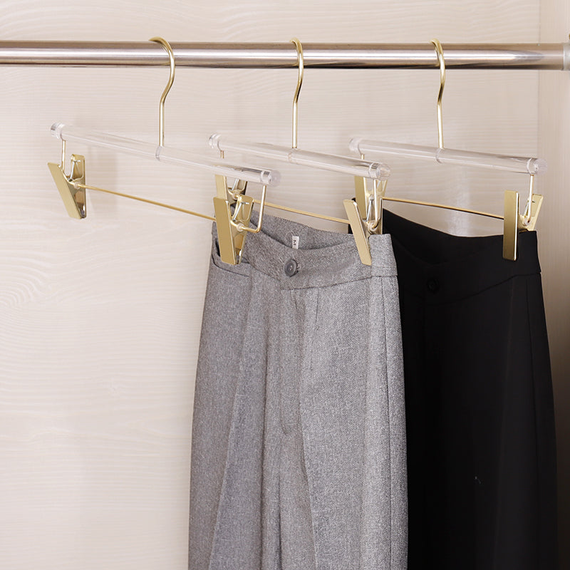 Clear Acrylic Pants Hanger with Metal Clips Closet Organizer 30 Pack