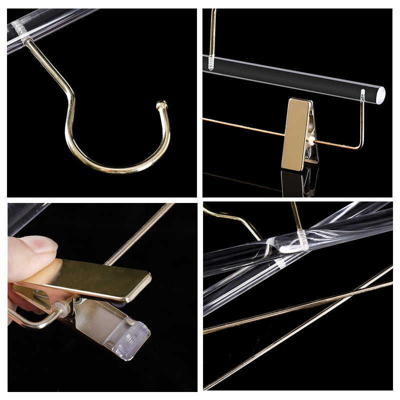 Clear Acrylic Pants Hanger with Metal Clips Closet Organizer 30 Pack