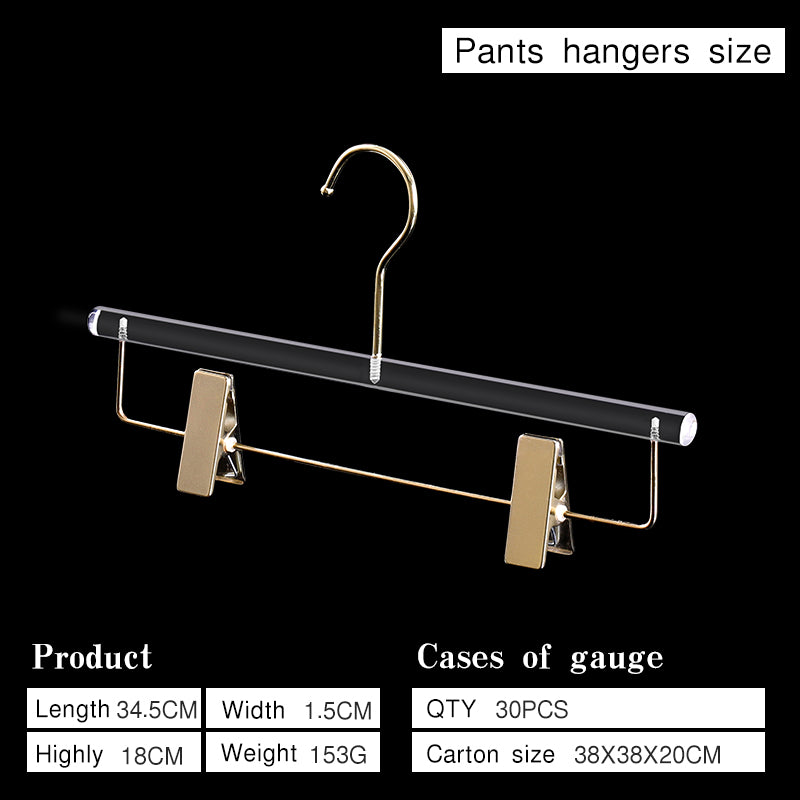 Clear Acrylic Pants Hanger with Metal Clips Closet Organizer 30 Pack