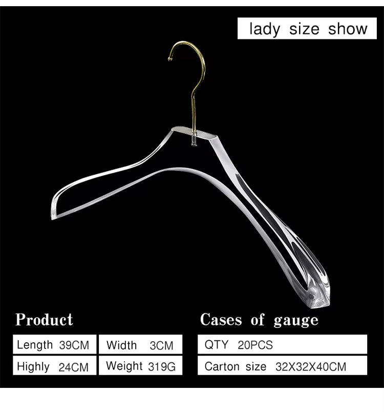 Clear Acrylic Clothes Hanger Luxury Non Slip Wardrobe Hanger 20Pcs